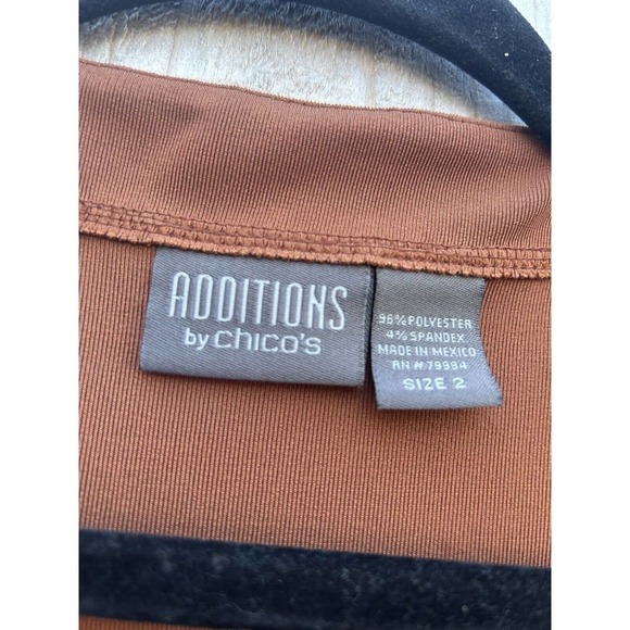 Chicos Cotton Open Front Cardigan Women’s Size 2 Short Sleeve Brown large‎ - Picture 6 of 10